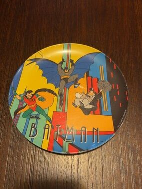 ZAK Designs Batman Pattern Round Plastic Decorative Plate, 1993, 8”